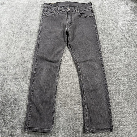 Levis 514 Straight Fit Jeans Men's Size W29 L30 Black Denim Stretch Cotton - Picture 1 of 16